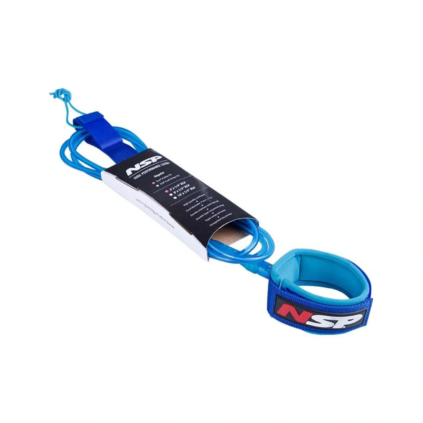 NSP Surf Leash 6′ — 7 mm Full Blue  NSP Europe