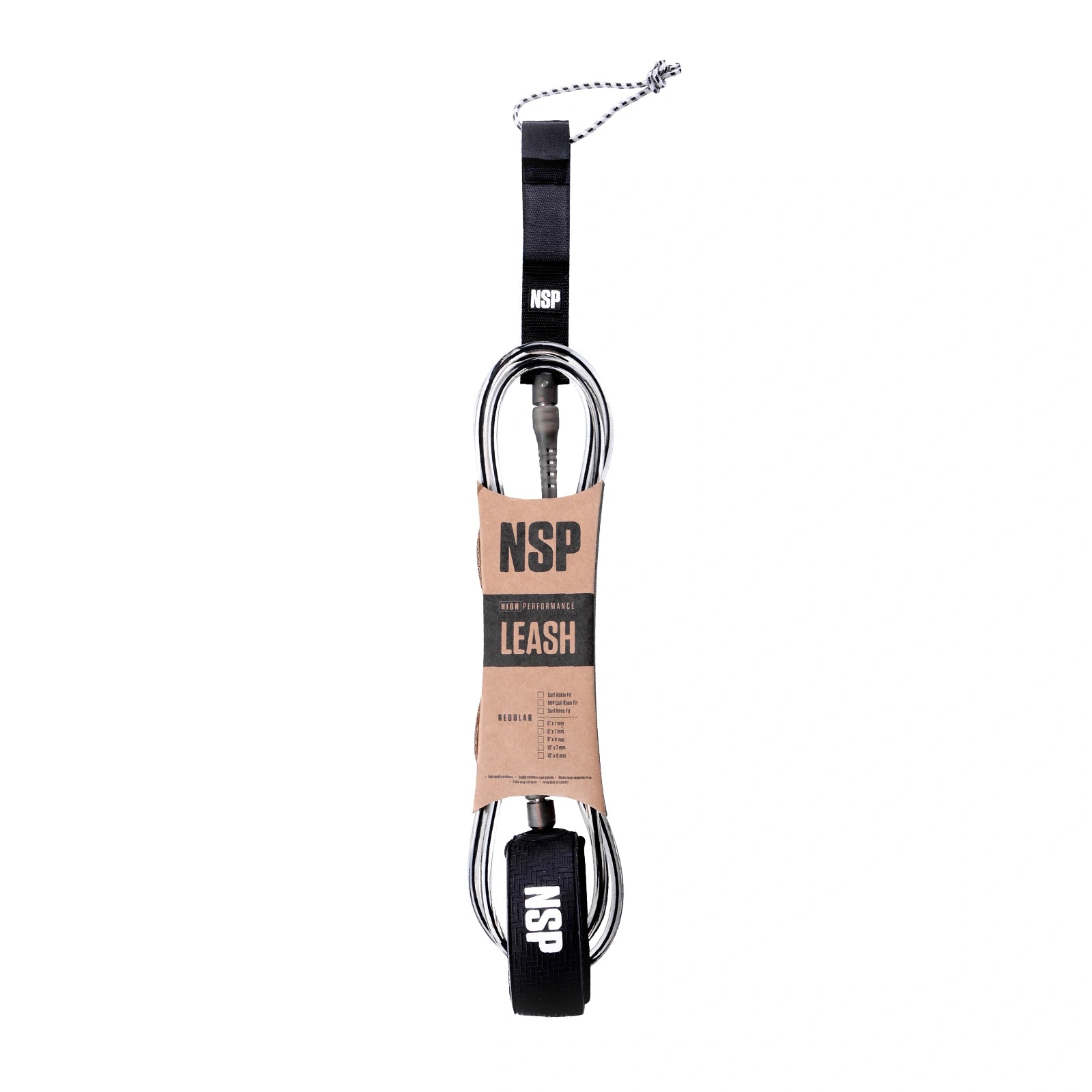 NSP Surf Leash 6′ — 7 mm Black  NSP Europe